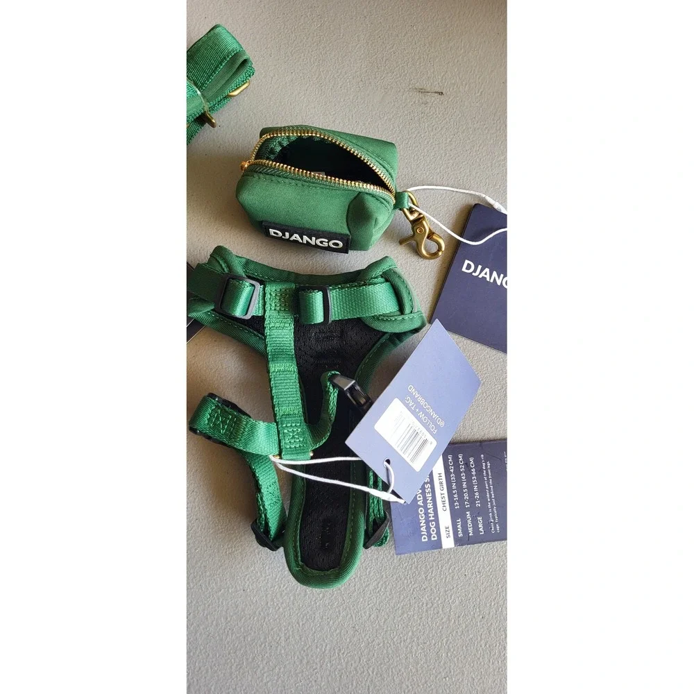 Django Adventure Dog Harness Leash Waste Bag Set Forest Green Small New